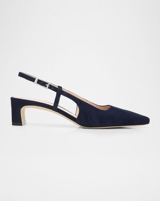 Stuart Weitzman 40mm Baby Babette Suede Slingback Pumps
