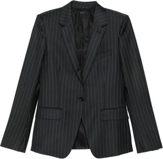 Tom Ford Jassen, Dames, Zwart, S, Wol, Pinstripe Blazer