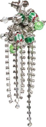 Dries Van Noten Womens Earrings With Brass Beads & Crystals Silver Polyvinyl Chloride