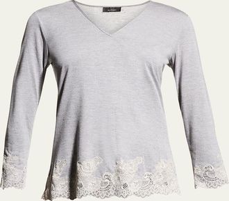 Natori Shangri La Luxe Lace-Trim Pajama Set