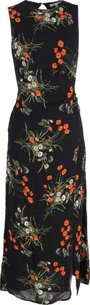 Reformation Senna Floral Print Midi Side Slit Dress in Multicolor Viscose