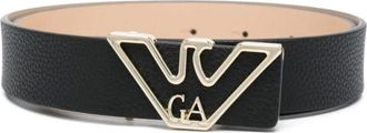 Emporio Armani Zwarte Leren Riem met Logo-gesp - Dames - Riemen - Zwart - 100 CM - Leer - Accessoires
