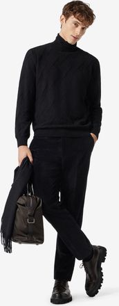 Corneliani Black 1500-striped stretch cotton corduroy trousers