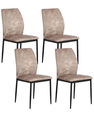 Beliani Conjunto de 4 sillas de comedor tela gris pardo