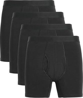 Pact Everyday Boxer Brief 4-Pack Mens Underwear Black : XL, Cotton/Elastane
