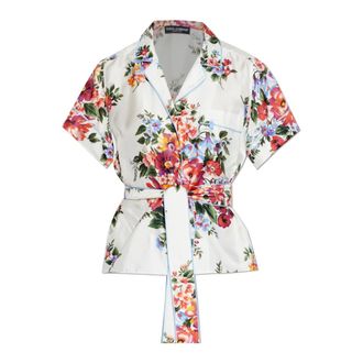 Dolce & Gabbana Flower Bouquet-Print Twill Vanity Shirt - female - Dolce & Gabbana - Shirts - White - M - Blouses & Shirts