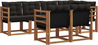 vidaXL Conjunto De Sof&aacute;s De Exterior 7 Uds. Natural Y Negro Vidaxl