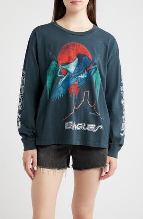 Daydreamer Eagles On the Border Graphic Long Sleeve T-Shirt in Vintage Black at Nordstrom, Size X-Small