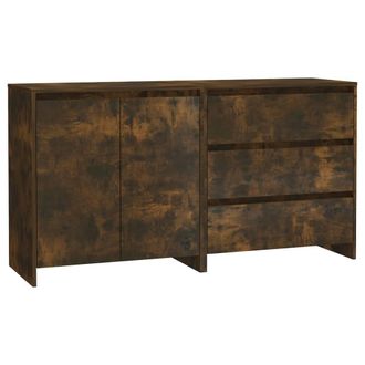 Berkfield Home 2 Piece Sideboard Smoked Oak Engineered Wood in Brown