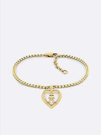 Tommy Hilfiger Pulsera chapada en oro con coraz&oacute;n