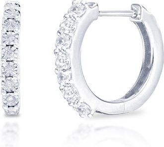 MAX + STONE 10k Yellow or White Gold 12MM Small Natural Gemstone Huggie Hoop Earrings