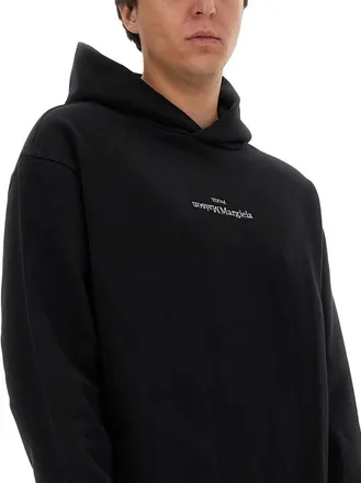 Maison Margiela Black Hoodie With Inverted Logo