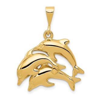 Diamond2Deal 14k Yellow Gold Dolphin Charm