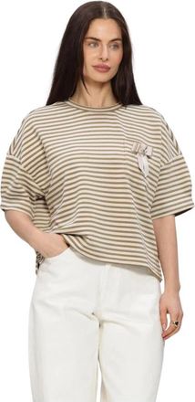Summum Gestreept Scuba Top - Dames - T-shirts - Veelkleurig - XL - Polyester - Tops