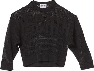 Moschino Logo Mesh Sweater Zwart - Dames - Ronde hals truien - Zwart - S - Katoen - Truien & Vesten