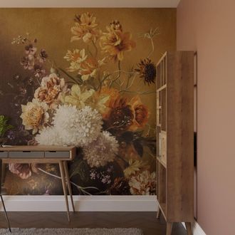 Superfresco Easy Flower Vase Ochre Print To Order 3m x 2.8m Mural in Yellow
