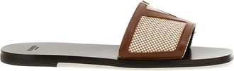 Valentino Garavani VLogo Signature Slides - Dames - Sandalen - Bruin - 39 EU - Katoen - Schoenen