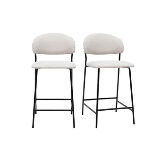 Miliboo Taburetes De Bar De Tela Efecto Terciopelo Texturizado Beige H64 Cm (lote De 2) Benta