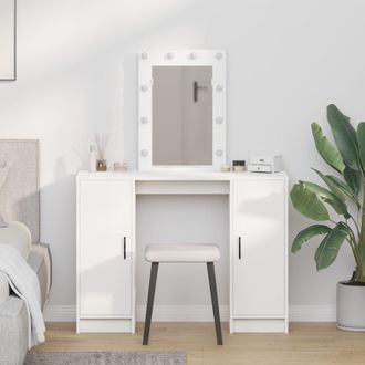 Berkfield Home Dressing Table with LED Lights White 102x33x135 cm | Size: 102 x 33 x 135 cm