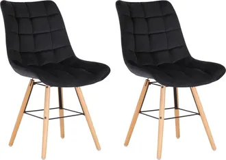 Clp Set De 2 Sillas De Comedor Leni En Terciopelo Negro