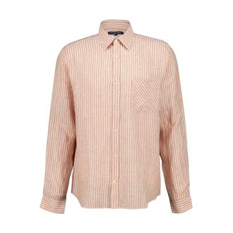 Frescobol Carioca Gestreepte linnen overhemd - Heren - Casual Overhemden - Roze - 2XL - Linnen - Overhemden