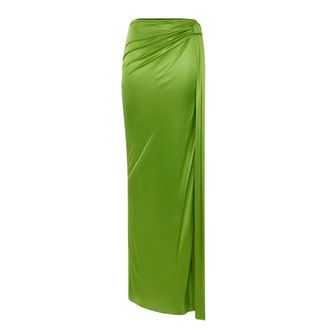 Elisabetta Franchi Rokken - Dames - Maxi Rokken - Groen - M - Rokken