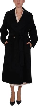 Marella Belted Coat - Dames - Jas met riem - Zwart - M - Leer - Jassen