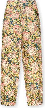 Elena Miro Gedrukte broek - Dames - Vrijetijds broeken - Geel - 4XL - Katoen - Broeken