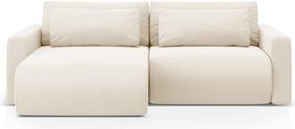 Cosmopolitan Design Sof&aacute; cama esquinero reversible con ba&uacute;l 3 plazas de terciopelo marfil