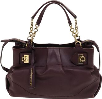 Ferragamo Gancini Purple Leather Handbag (Pre-Owned)