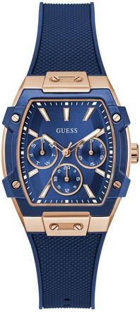 Guess Multifunction Silicone Strap Watch, 35mm in Blue at Nordstrom