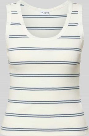 Jake*s Casual Tanktop mit Feinripp und Rundhalsausschnitt in Jeansblau, Gr&ouml;&szlig;e XXL