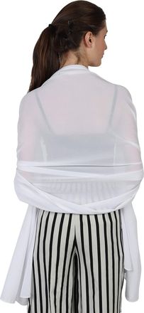 World of Shawls World of Scarfs Soft Chiffon Scarves Shawls Wraps for Wedding Evening Party Special Occasions Big Size 90 x 190 Cms (White)