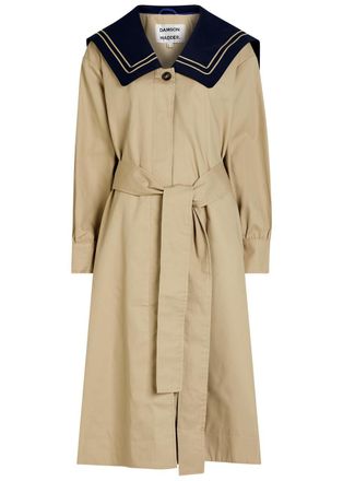 Damson Madder Ella Belted Cotton Trench Coat - Tan - 16 (UK16 / XL)