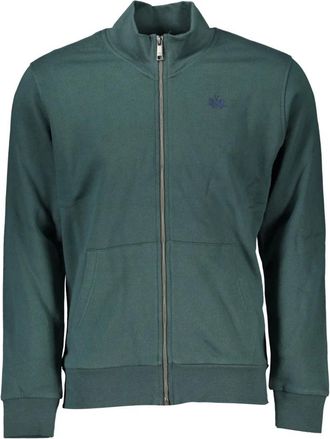 La Martina Groene Heren Zip Sweater Geborduurd Logo - Heren - Vesten met rits - Groen - 3XL - Hoodies & sweatvesten