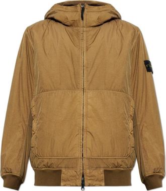 Stone Island Ge&iuml;soleerd jack met patch - Heren - Zomerjassen - Bruin - 2XL - Leer - Jassen