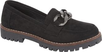 Shoes By Emma Ladies Loafer with Chunky Chain Trim Sizes 4-8 (Black MF, UK Footwear Size System, Adult, Women, Numeric, Medium, 8)