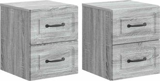 vidaXL Mesita De Noche De Pared 2 Uds. Gris Sonoma 34,5 X 33 X 40 Cm Vidaxl