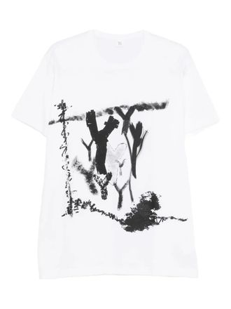 Yohji Yamamoto cotton print T-shirt - White
