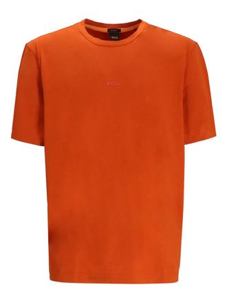 BOSS Katoenen T-shirt met geborduurd logo - Oranje