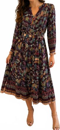 Current Air Floral Border Print Dress In Plum