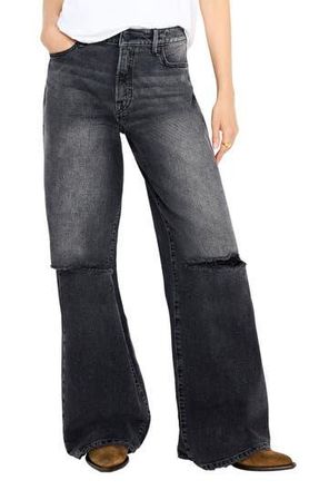 Good American Good Ease High Waist Wide Leg Jeans in Black346 at Nordstrom Rack, Size 0