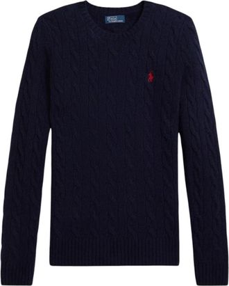 Polo Ralph Lauren Pullover met kabelsteek en ronde hals - Dames - Ronde hals truien - Blauw - XS - Wol - Truien & Vesten