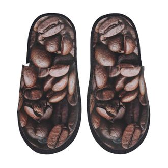 Generic Slippers For Men Coffee Bean Print Ladies House Slippers Lightweight Warm MenS Warm Slip On Slipper, For Indoor Outdoor, Hotel, Travel, L