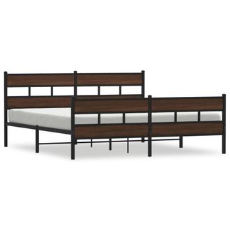 Berkfield Home Metal Bed Frame without Mattress Brown Oak 180x200 cm Super King