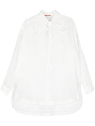 Ermanno Scervino floral-embroidery poplin shirt - women - Ramie/Polyester/Cotton - 38 - White