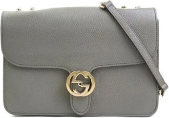 Gucci Pre-owned Leather gucci-bags - Dames - Vintage Schoudertas - Grijs - ONE Size - Leer - Vintage