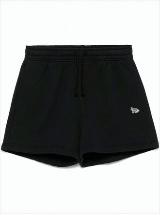 Maison Kitsuné Relaxed Fit Black Cotton Shorts With Drawstring Waist