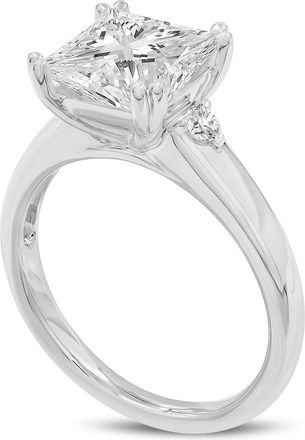 LuvMyJewelry Antoaneta 14K White Gold Princess Cut Lab Grown Diamond Engagement Ring - 3 Ct