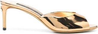 Dolce & Gabbana 70mm metallic-finish leather sandals - women - Calf Leather/Patent Calf Leather/Calf Leather - 36 - Gold